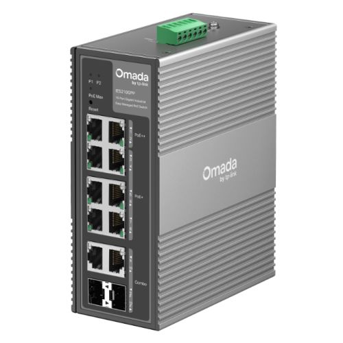 TP-LINK (IES210GPP) Omada 10-Port Gigabit Industrial Easy Managed Switch with 6-Port PoE+ and 2-Port PoE++, 2x Combo RJ45/SFP, IP40 Aluminium Casing TP-LINK (IES210GPP) Omada 10-Port Gigabit Industrial Easy Managed Switch with 6-Port PoE+ and 2-Port PoE++, 2x Combo RJ45/SFP, IP40 Aluminium Casing